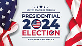 2024 Presidential election day in united states. illustration vector graphic of united states flag