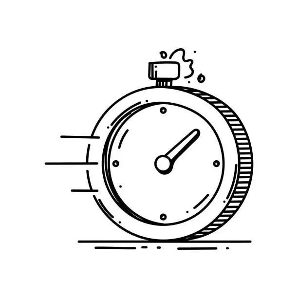 Vector illustration of Express Delivery Line icon, Sketch Design, Pixel perfect, Editable stroke. Fast Delivery, 24h, Clock, Timer.