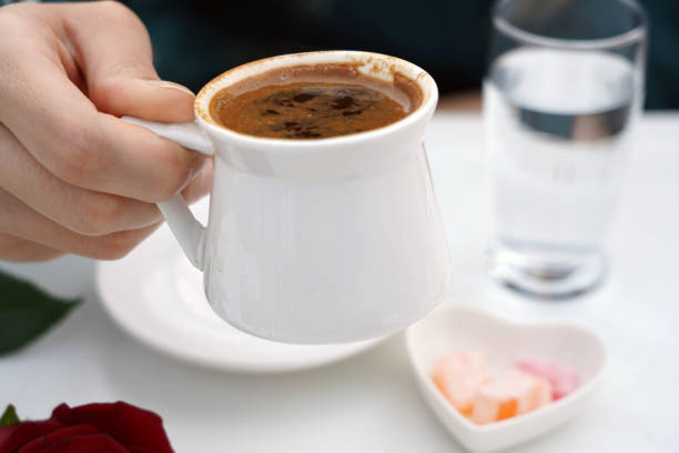 istock Turkish coffee in a cup with Turkish delight 1448382637