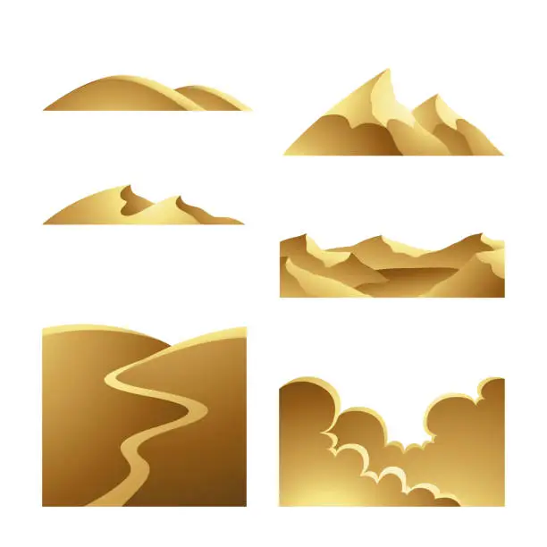 Vector illustration of Golden Landscapes on a White Background