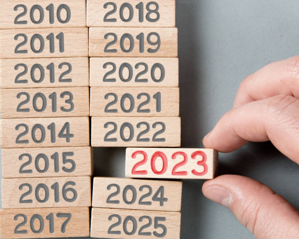 istock Wooden Blocks with New Year 2023 1448384554