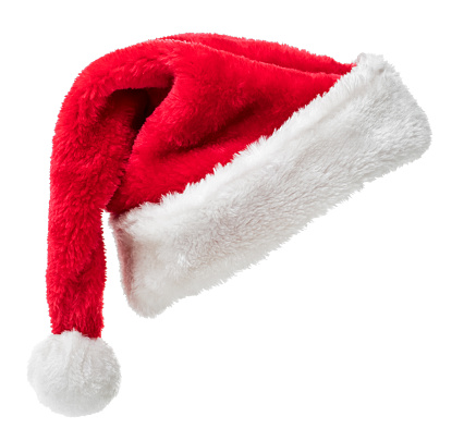 Christmas Santa hat isolated with clipping path on white background.