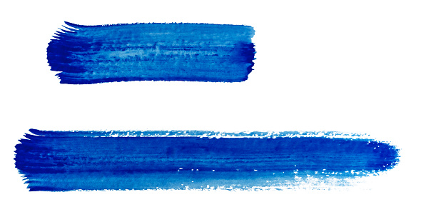 Blue paint strokes isolated on a white background.