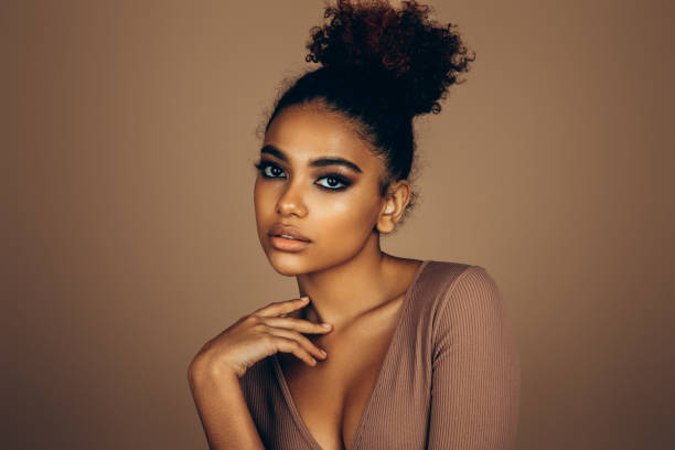 istock Beautiful afro woman with perfect make-up 1448387301