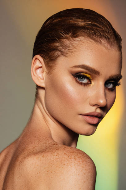 istock Beautiful woman with bright make-up 1448388059