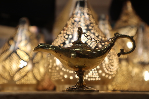 Alladin Lamp with lights in background