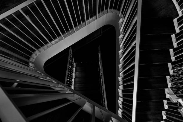 istock High angle view of modern spiral staircase 1448390215