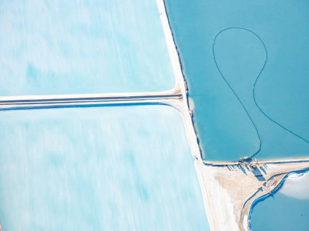 istock Abstract aerial view of salt works 1448391184