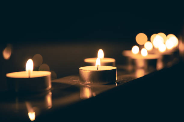 istock Burning candles in the bathroom in the dark. 1448392539