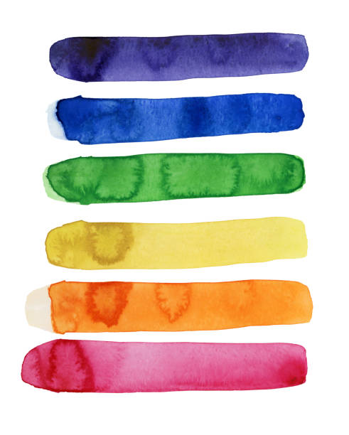 istock Bright painted rainbow watercolor strips. Hand drawn red, orange, yellow, green, blue, violet elements. 1448393715