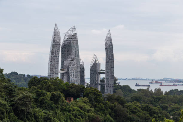 istock Futuristic skyscrapers emerging from the woods 1448394711