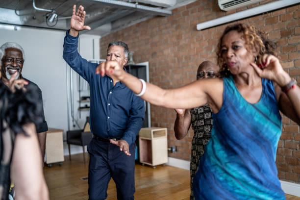 istock Senior friends dancing on a dance hall 1448395807
