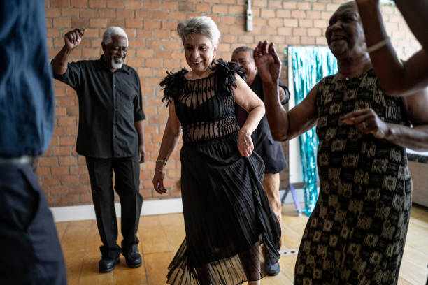 istock Senior friends dancing on a dance hall 1448396022