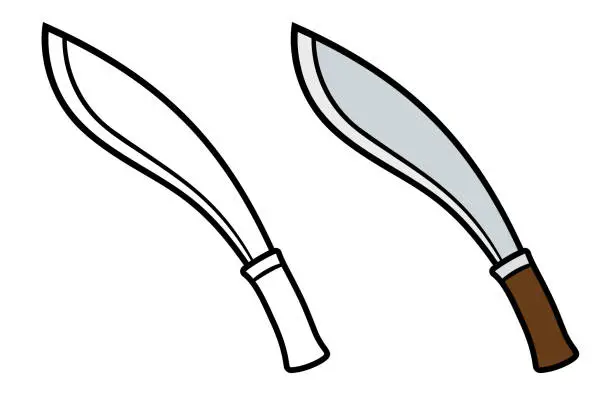Vector illustration of Kukri knife, traditional Nepali machete