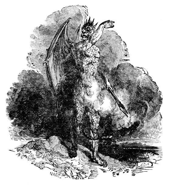 In the allegory Pilgrim's Progress, Apollyon represents worldly carnal forces The author is referencing the Book of Revelations where Apollyon is the king of army of locus, which cause destruction. Illustrations are Wood Engravings by William Harvey for Pilgrim’s Progress by John Bunyan (William L. Allison Co. Publishers: NY) published in 1856. The first edition  is in my private collection. Copyright is in public domain.