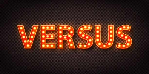 Vector illustration of Vector realistic isolated neon marquee sign of Versus on the transparent background.