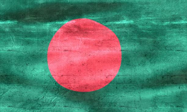 istock Bangladesh flag - realistic waving fabric flag 1448403272