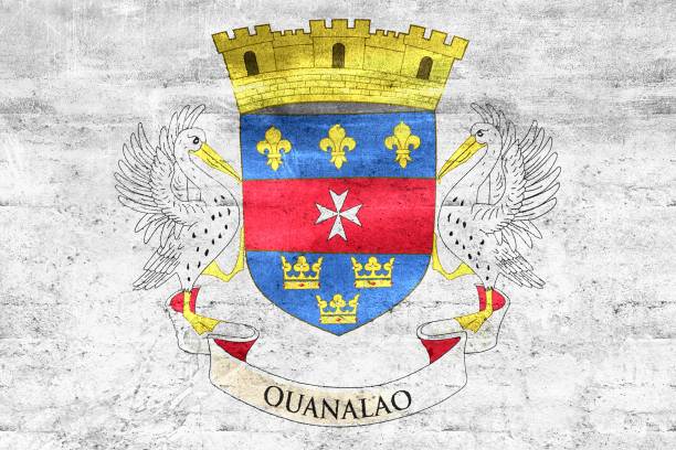 istock Saint-Barthelemy flag - realistic waving fabric flag 1448403434