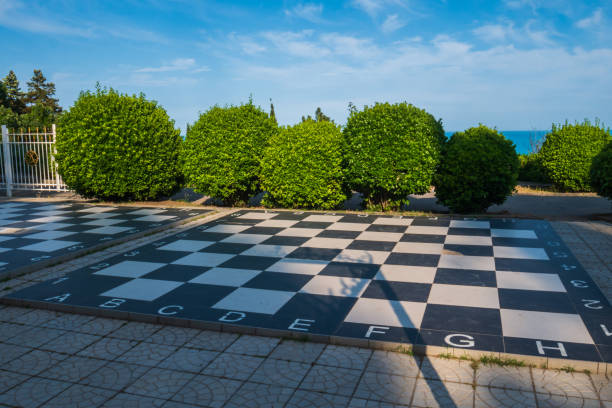 istock Huge chess figures on floor outdoor 1448405033