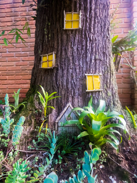 Little gnome house on a tree. stock photo