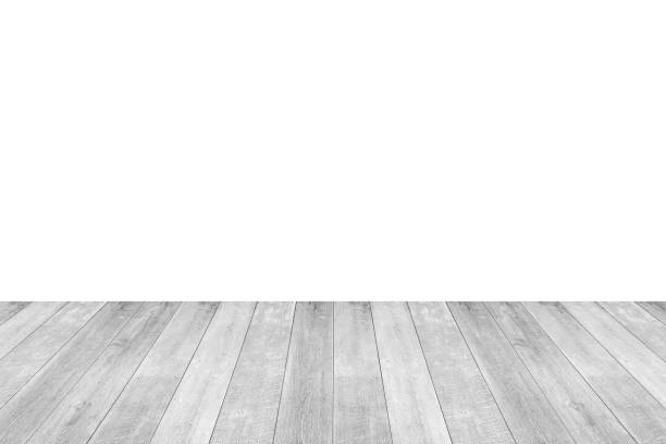 istock Empty white wooden table top isolated on white background 1448407797