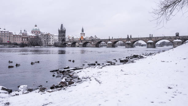 istock Charles Bridge and Vltava river in winter 1448407869