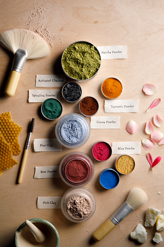 Large group of natural and organic cosmetic ingredients