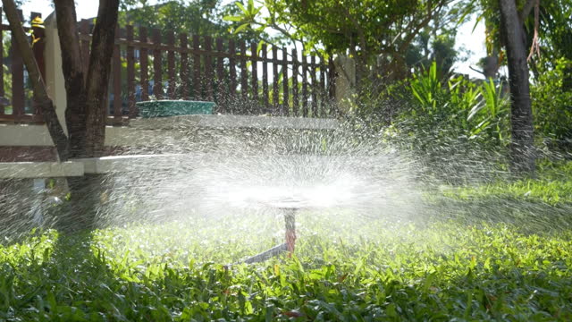 Outdoor water sprinkler.