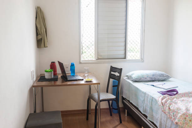 istock Simple bedroom with an adapted corner to video calls 1448409944