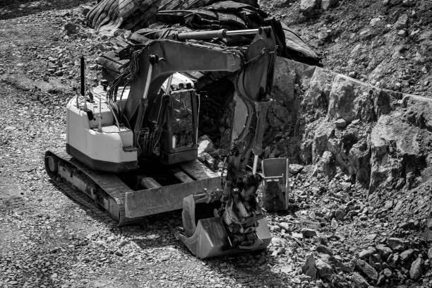 istock High angle view of excavator at the quarry 1448412086