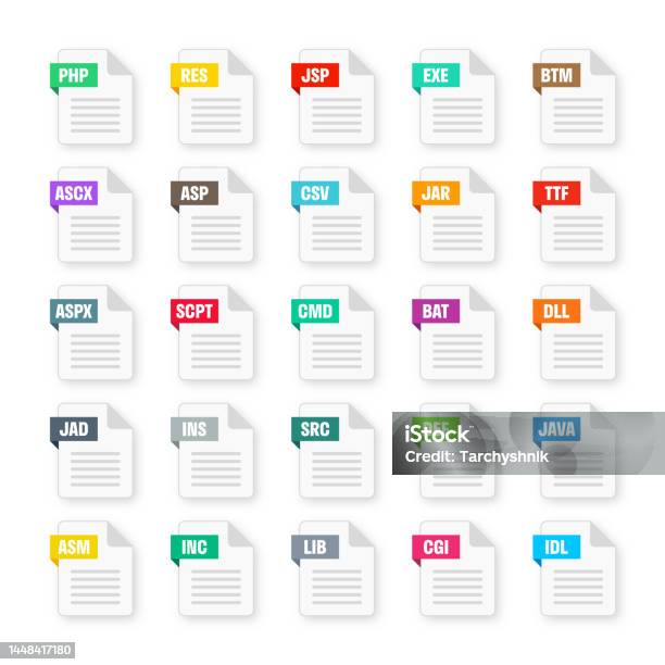 Common System File Formats Document Types And Extensions Flat Style ...