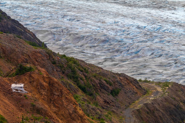 The Salmon Glacier located in northern British Columbia, only accessible by travelling through the community of Hyder Alaska. This vast ice field is a popular destination for many travelers.