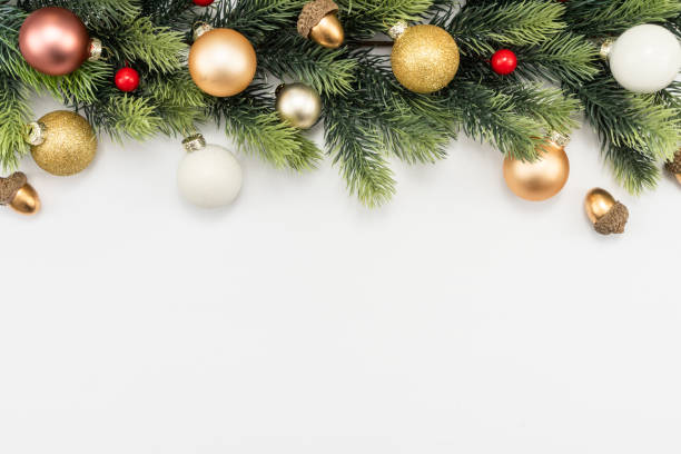 istock Christmas composition. Christmas gifts and decorations on white background. 1448428680