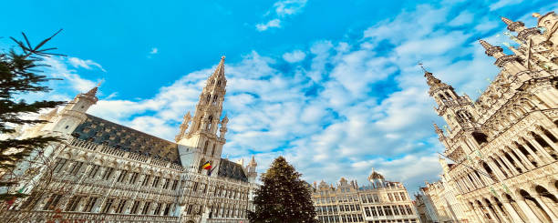 istock Christmas tree in Grand Place Brussels central square 1448429724