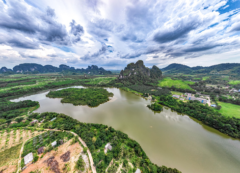 Aerial view of Nong Thale lake in Krabi, Thailand, south east asia