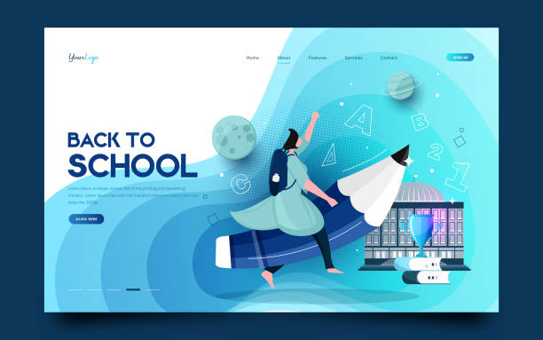 Welcome back to school concept Back to school concept with school items and elements. vector banner design. stock illustration clipart of school supplies stock illustrations