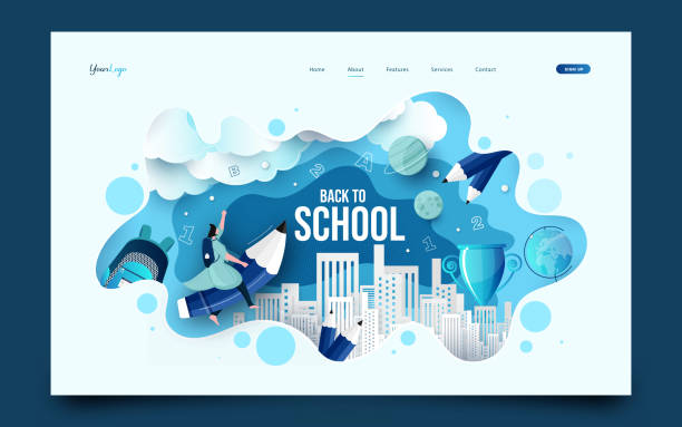 ilustrações de stock, clip art, desenhos animados e ícones de back to school banner design with backpack and school supplies - backpack university learning student