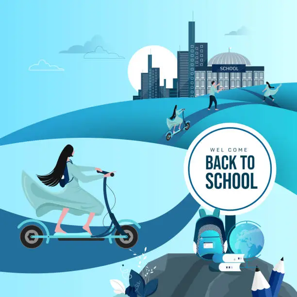 Vector illustration of Back to school concept after epidemic.