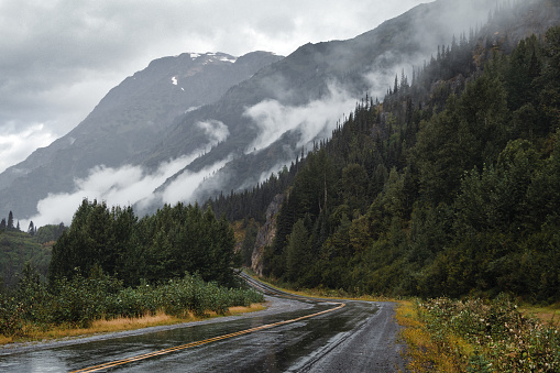 Rugged mountains located in northwestern British Columbia, Canada.