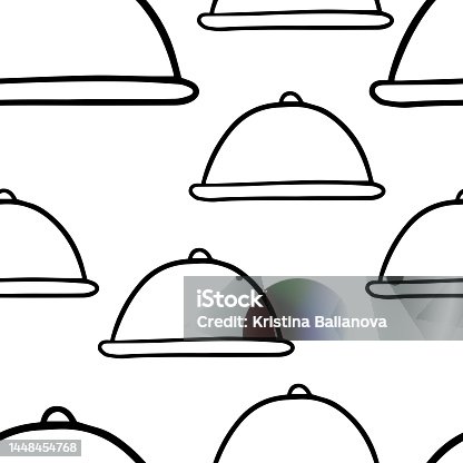 istock Seamless pattern Doodle holding cloche serving plate 1448454768