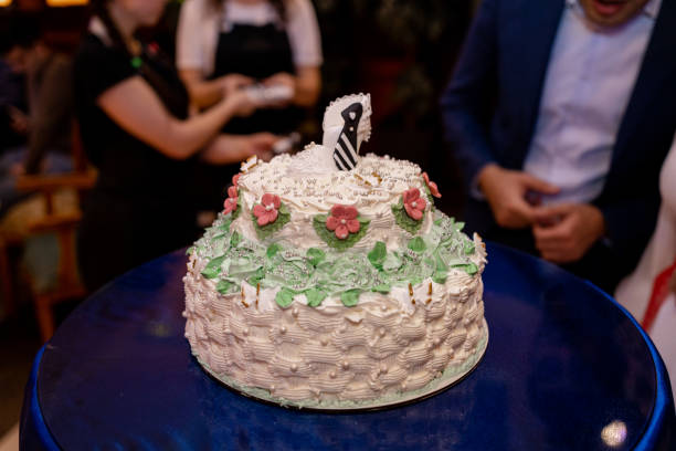 istock wedding cake in a restaurant on a holiday 1448456695