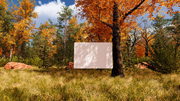 istock Graphic resources for sustainable development goals, biodiversity, a growing economy and ecology. 3D render with bilboard and canvas 1448459358