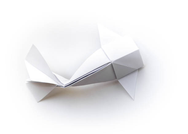 istock Paper fish origami isolated on a white background 1448459484
