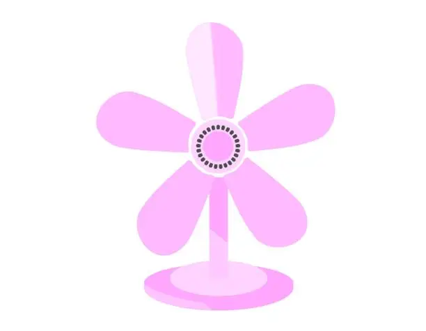 Vector illustration of Pink electric fan with five blades, vector illustration