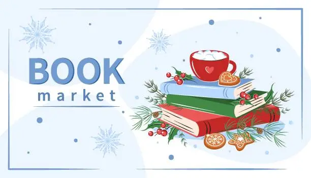 Vector illustration of book market winter 04