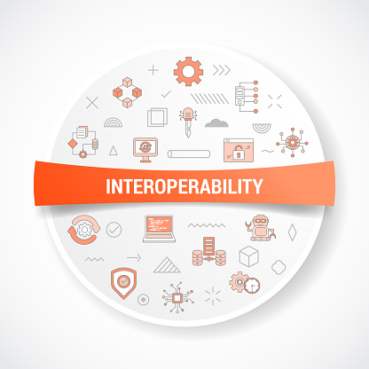 interoperability concept with icon concept with round or circle shape for badge vector illustration