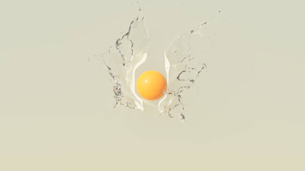 istock Raw Egg Yellow Yolk White Breakfast Food Illustration Warm Grey Background 1448461914