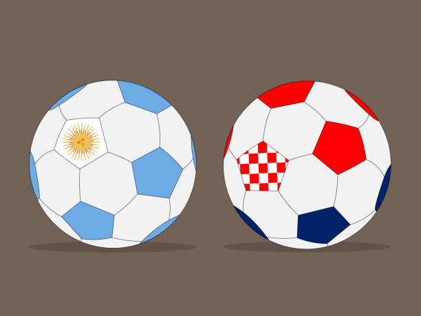 stockillustraties, clipart, cartoons en iconen met argentina vs croatia football - argentina fans world cup