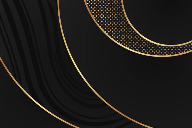 istock Luxury background with golden circles and glitter on a black. 1448472379