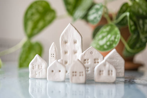tiny shaped houses stock photo